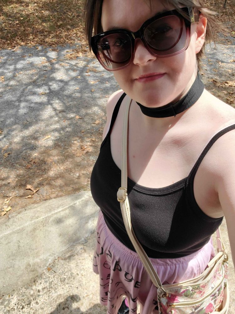 my idiot face, wearing WitchVamp's skater ouiji skirt 