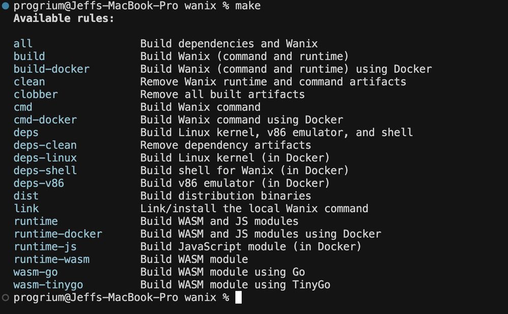 Wanix self describing Makefile