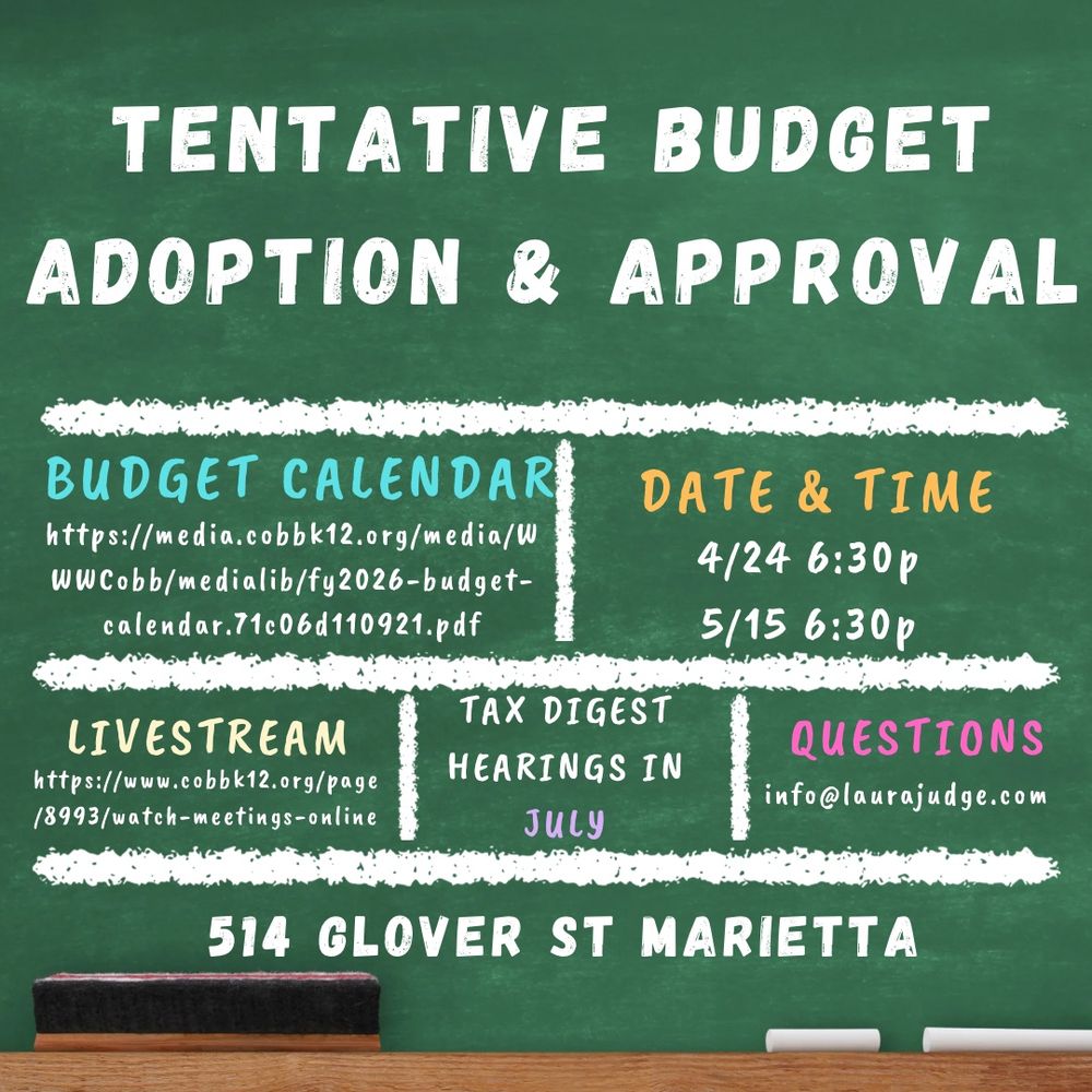 Information for the Cobb school district budget hearings including links to the budget calendar and livestream. The tax digest hearings will be held in July