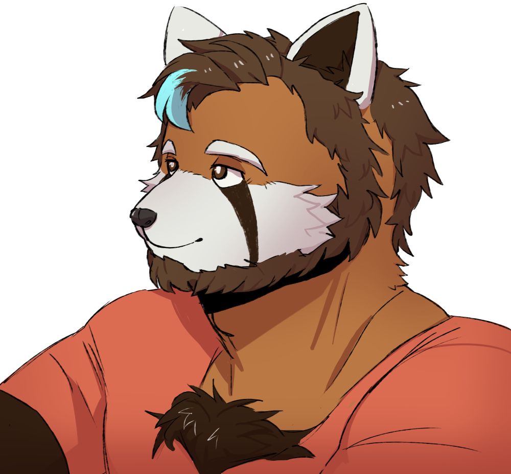 Drawing of Dirk (red panda form), courtesy of tehngo.bsky.social