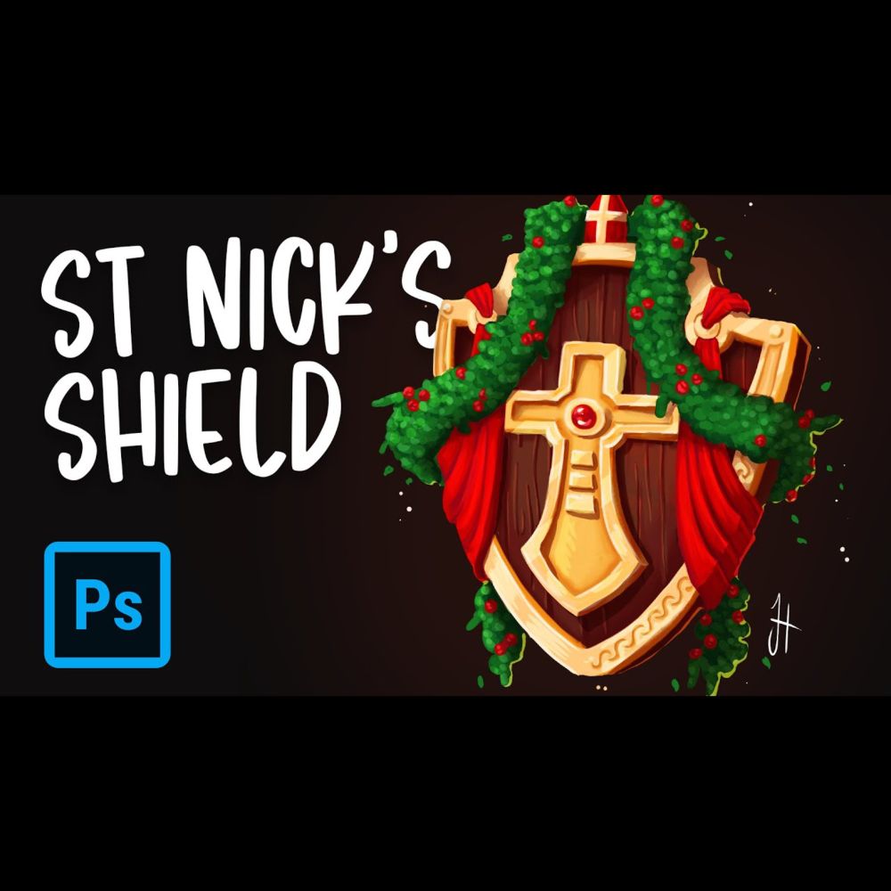 Speed Painting a Stylized Christmas Shield - St Nick's Shield