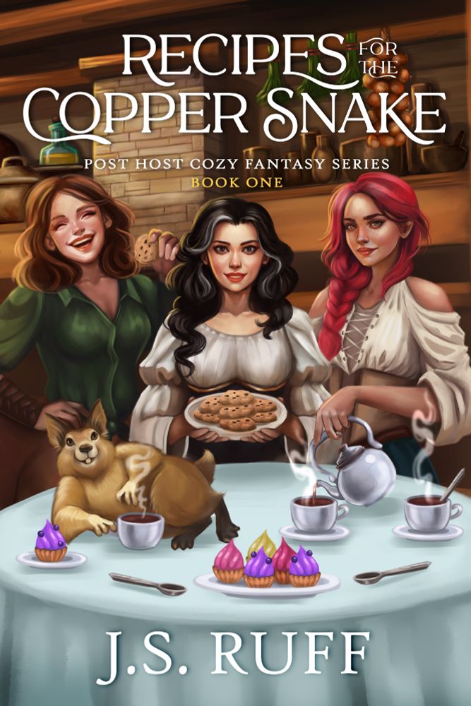 Book cover of cozy fantasy novel "Recipes for the Copper Snake"