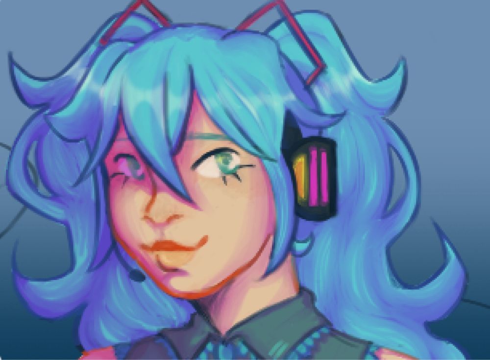 dessin de miku de trois quarts 