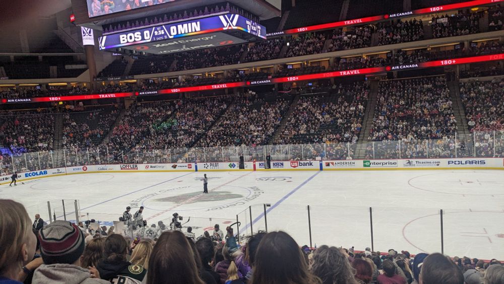 View from lower level seats at the Xcel Energy Center 