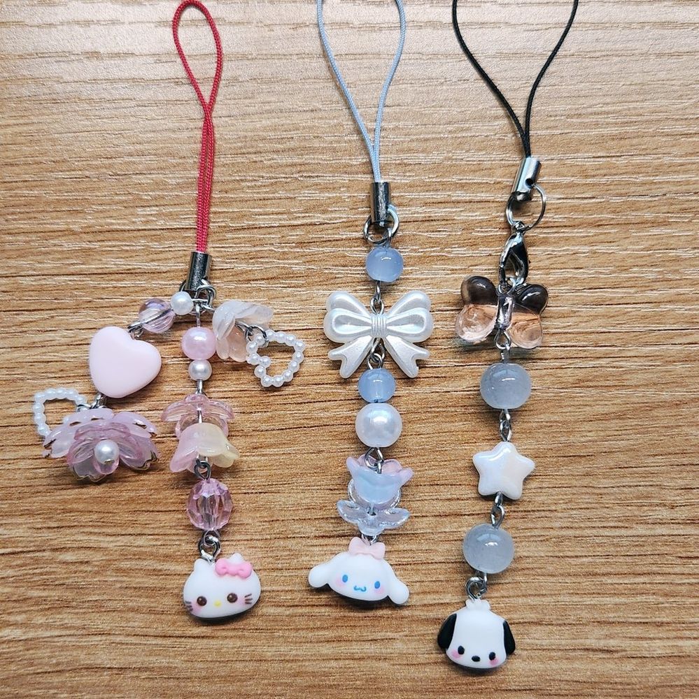 Sanrio phone charms - hello kitty, cinnamoroll, pochacco