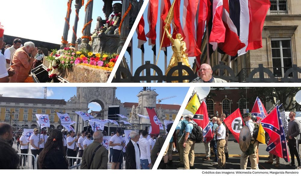 A set of four pictures of recent far right gatherings and protests