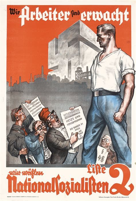 NSDAP Nationalsocialist Party election poster US WORKERS HAVE WOKEN UP