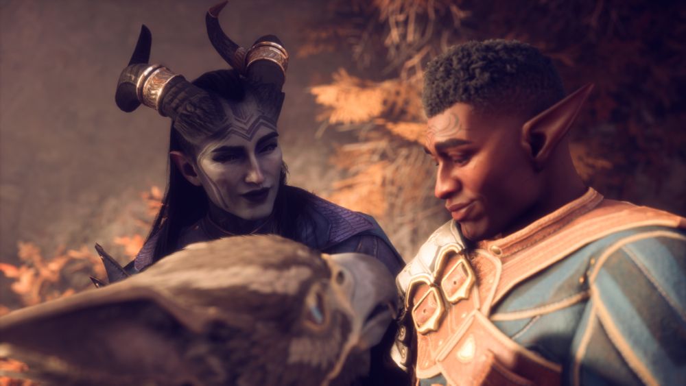 Ombra smiling at Davrin smiling at Assan