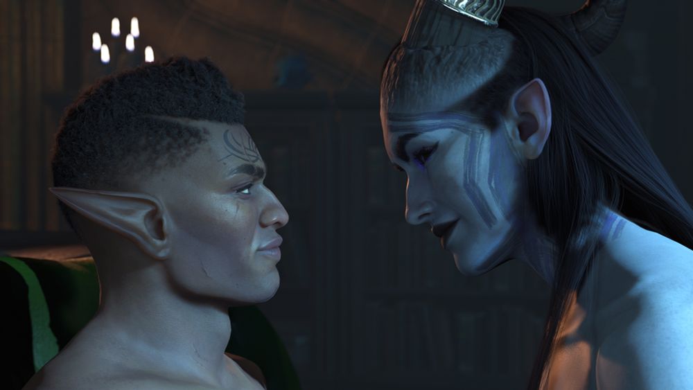 Davrin and Ombra having a stare-off
