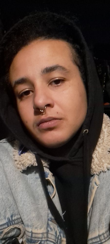 lilac looking serious