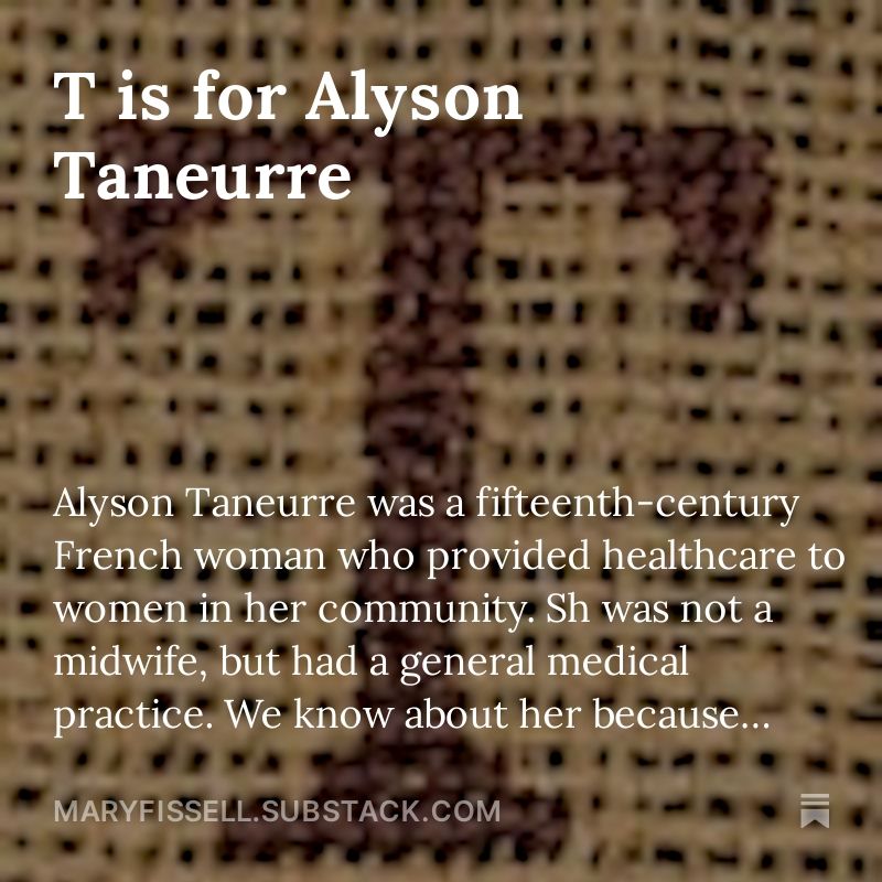 Embroidered letter T from a sampler