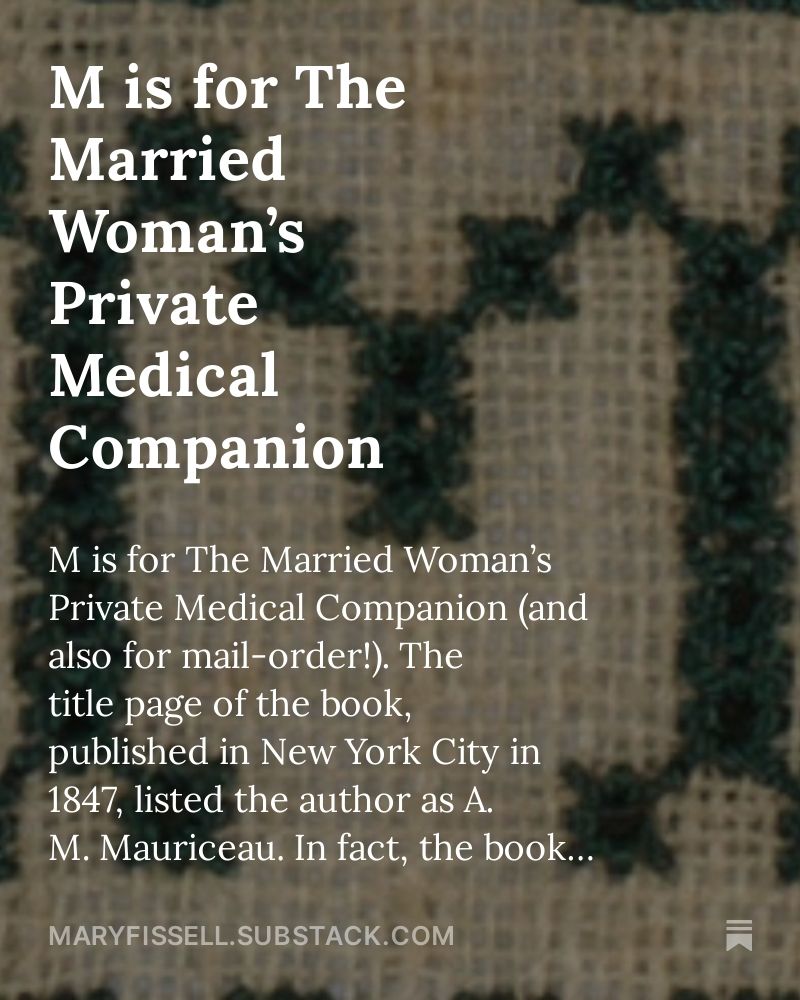 Embroidered letter M form a sampler