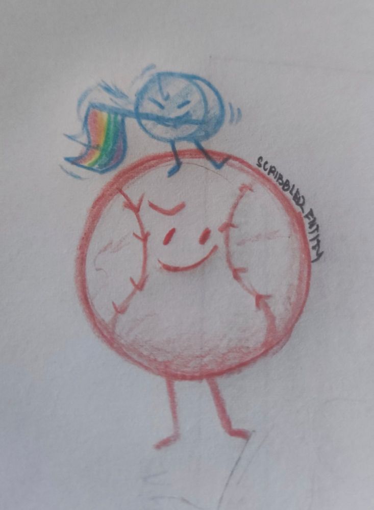 Traditional art of Nickel with a pride flag on top of Baseball
