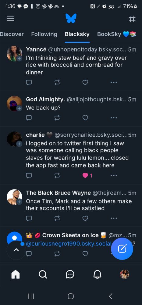 Click on the search icon and you  can pick the blacksky feed.