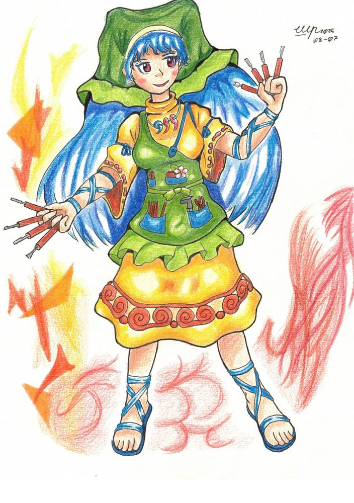A drawing of Keiki Haniyasushin from Touhou Project