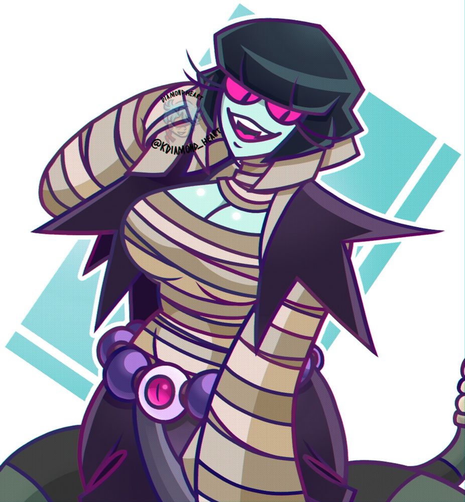 A drawing of a snake lady named Miasma
