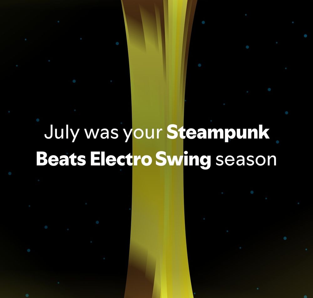 Spotify wrapped saying July was your steaming beats electro swing season