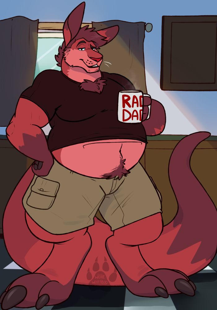 Joroo, age progressed into a hot chubby dad.