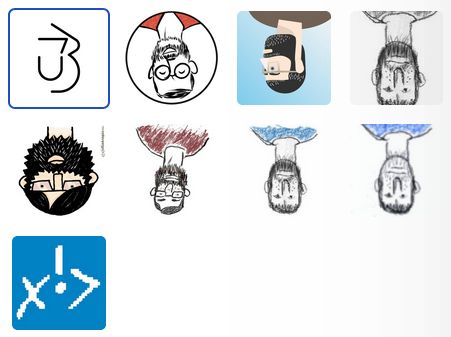 Imaxe cos distintos avatares/retratos empregados por min nos anos que levo por internet.