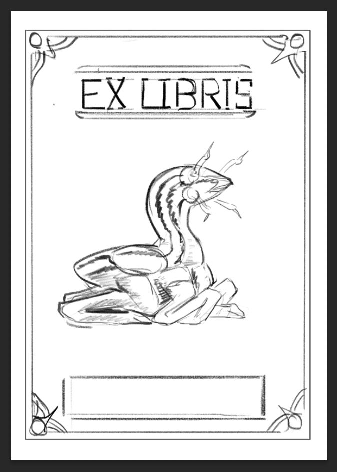 The mock-up of the bookplate on offer in the Alex Ries Kickstarter!