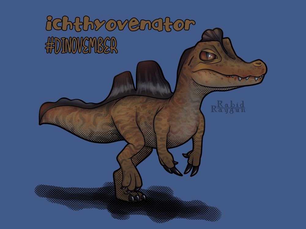 Stylized drawing of a baby ichthyovenator