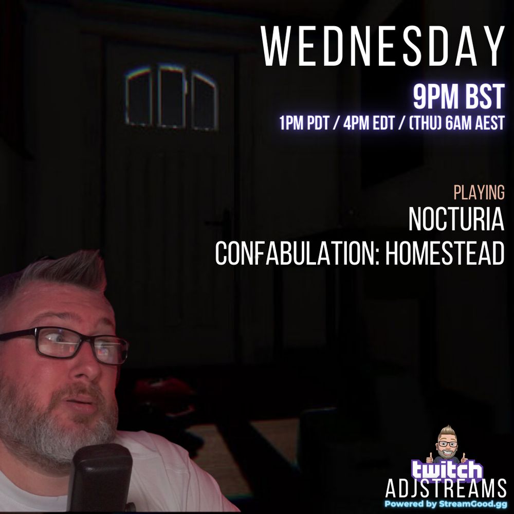 An image advertising the day (Wednesday) and time of my Twitch stream, as per the text of this tweet. 

Additional timezones included in this picture are 4pm EDT, or 6am on a Thursday if you're in AEST.