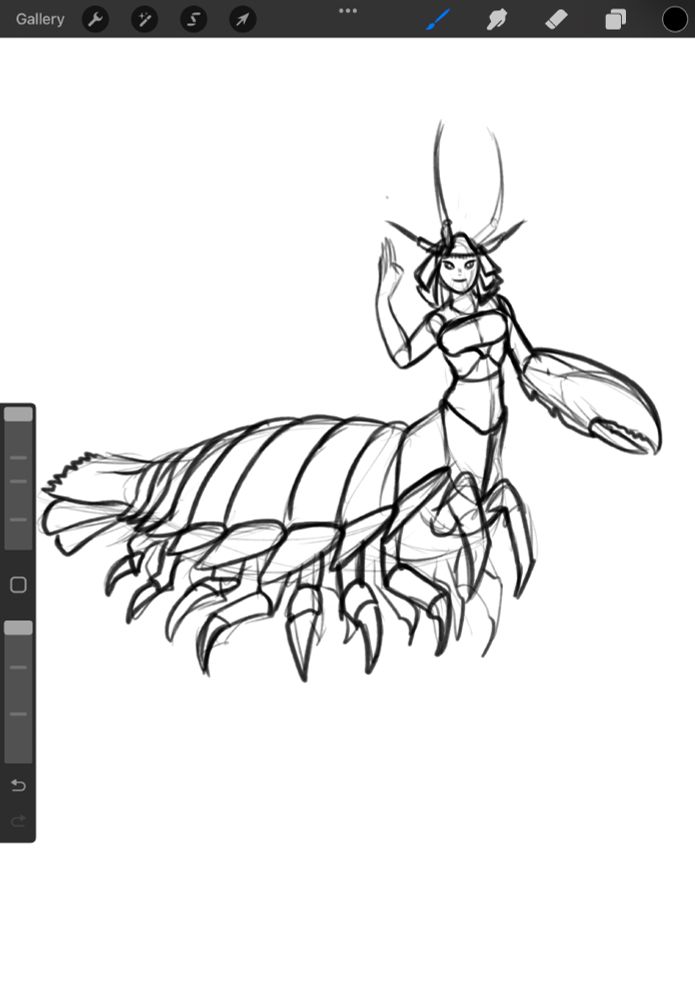 A very messy sketch of a giant Isopod centaur