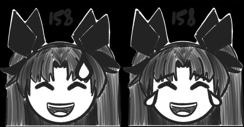 Rin Tohsaka sweat smile and cry laugh emojis