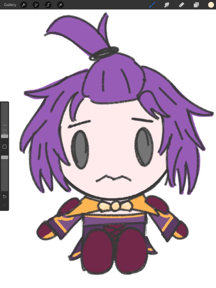 Bernadetta von Varley depicted as a Fumo doll sporting her Fire Emblem Warriors: Three Hopes design, top knot and all