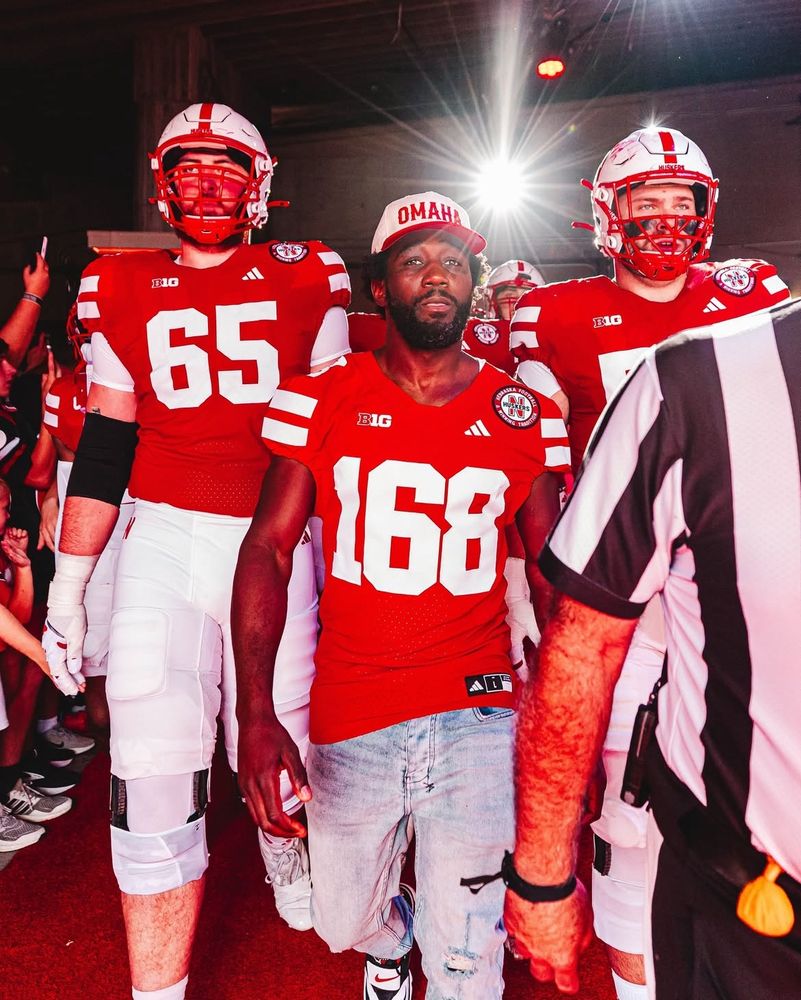 Terence ‘Bud’ Crawford leads the University of Nebraska football tunnel walk. 