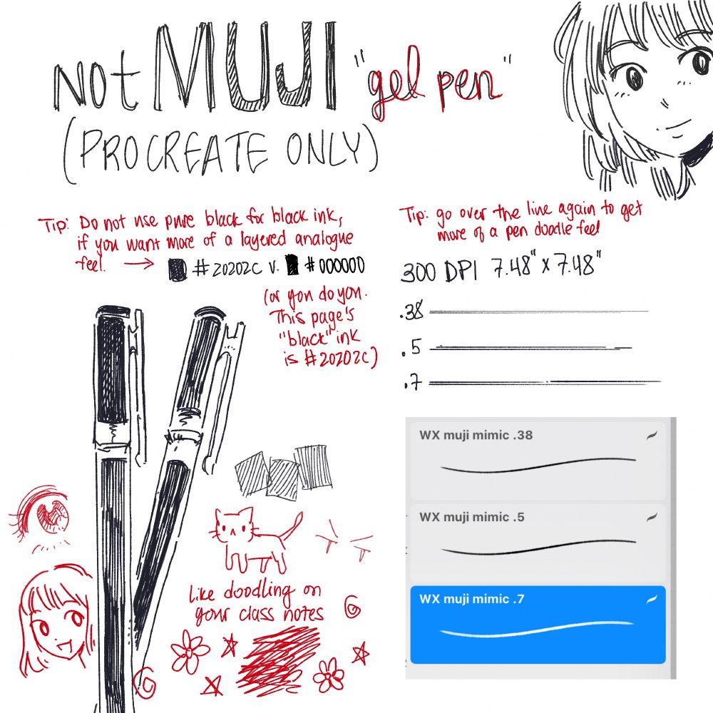description card: notMUJI gel pen (procreate only)
