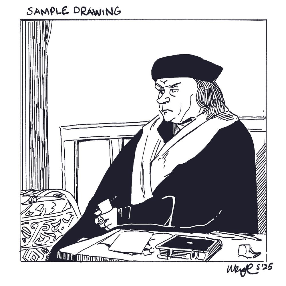 sample drawing of thomas cromwell based on the hans holbein the younger painting