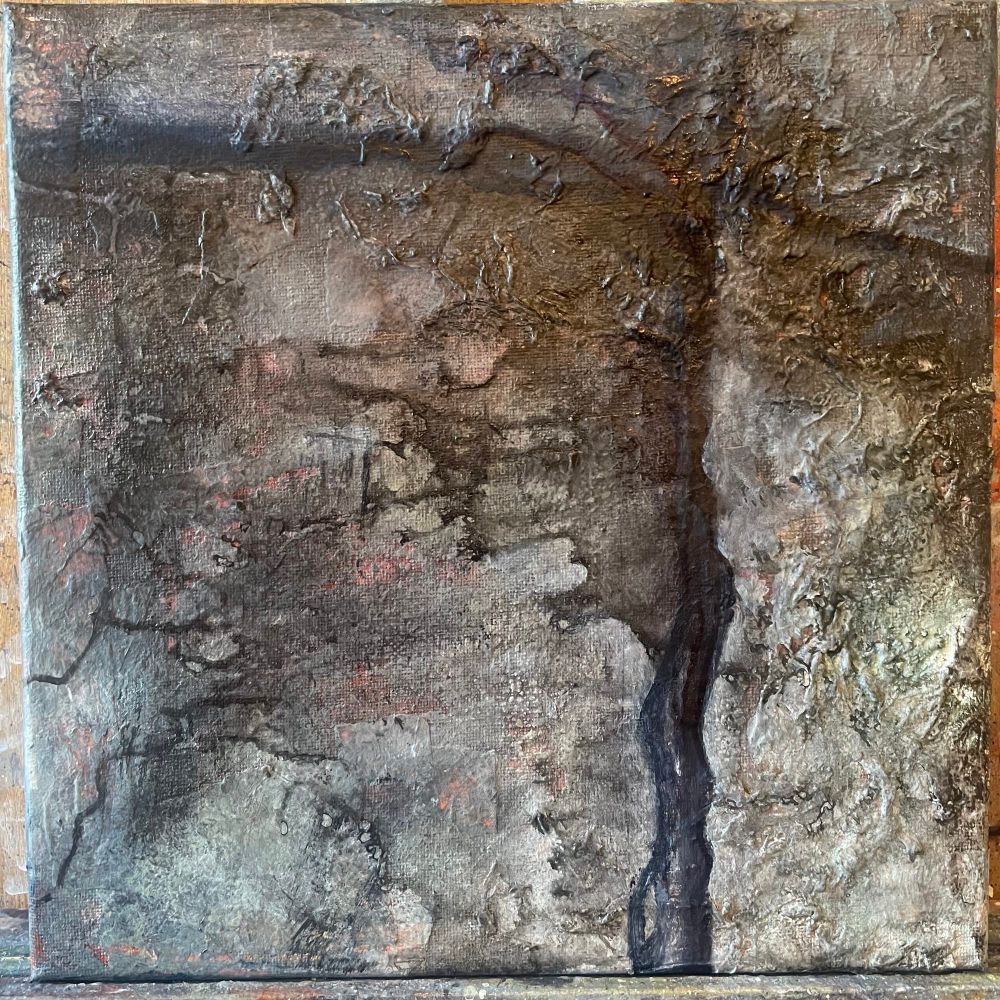 canvas with pigments smeared to mud, basically worthless