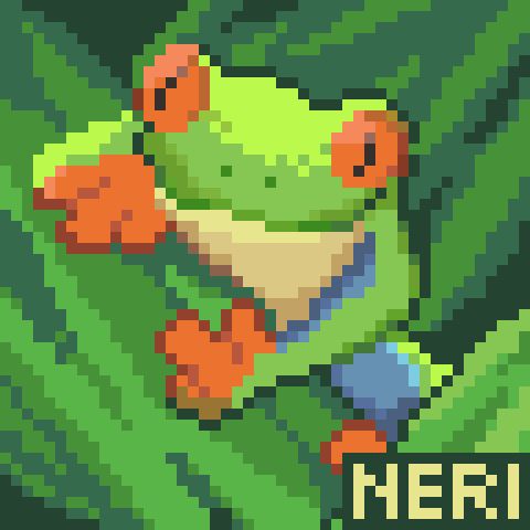 Tree frog pixel art by Neririe