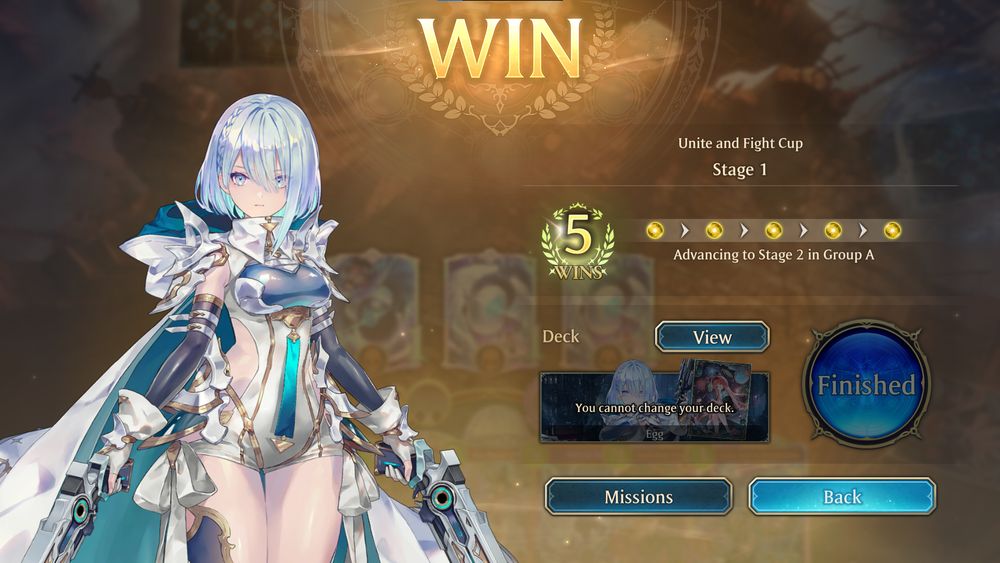 Screenshot of 5-0 wins in Shadowverse: Worlds Beyond as Egg Portal