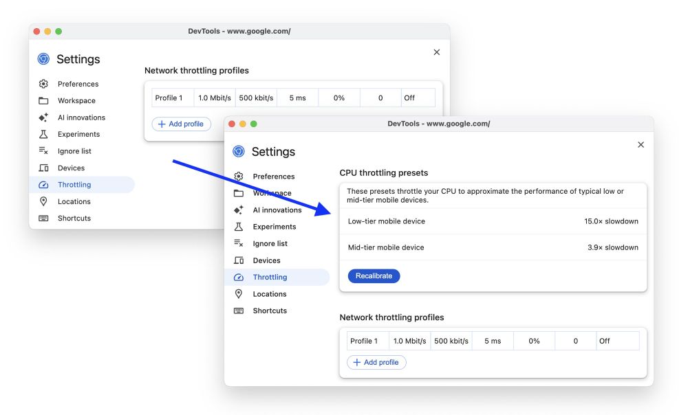 New in @ChromeDevTools: Accurately emulate CPU performance of a low/mid tier phone with Automatic CPU throttling calibration! 📲

This feature calculates slow-downs for your specific device. Wanted this for years! We just shipped it.