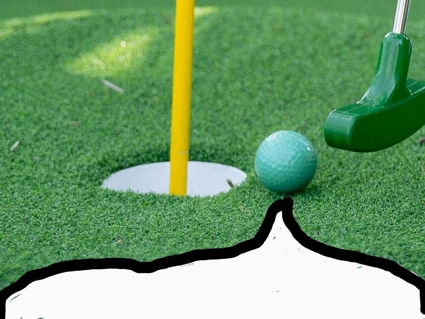 speech bubble coming off a mini golf ball