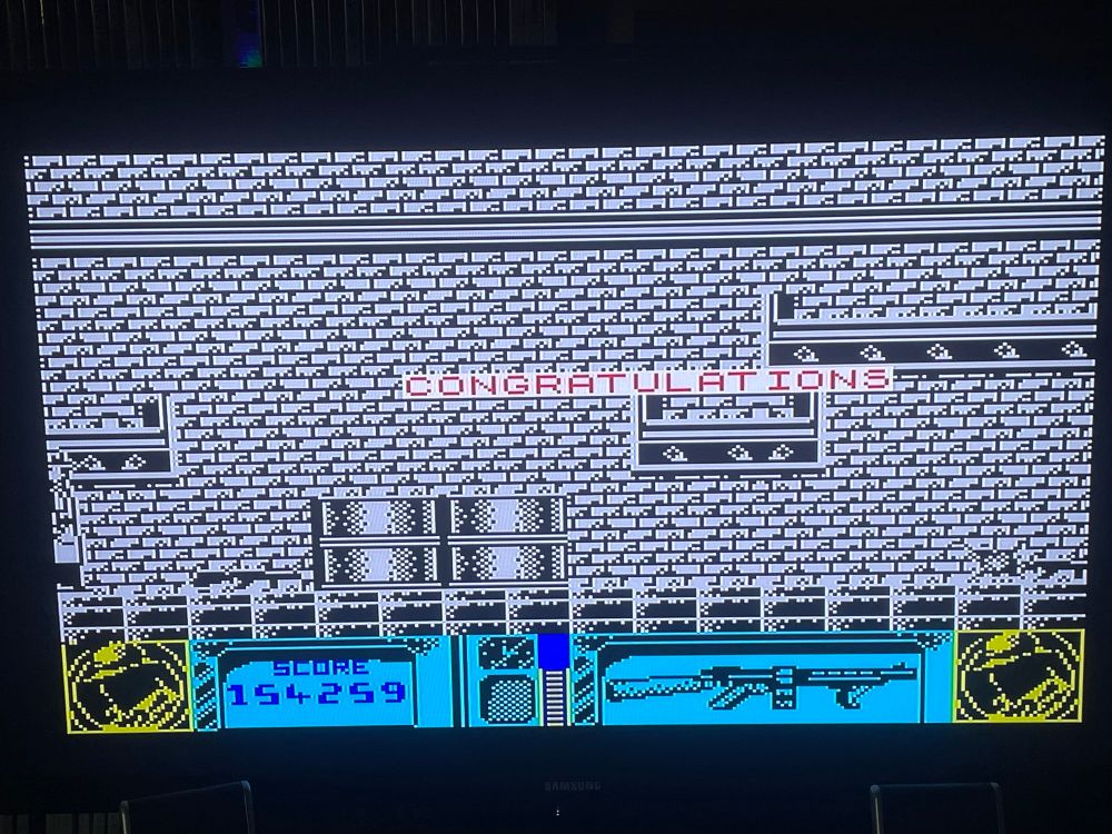 The “End Screen” of Dick Tracy on the ZX Spectrum is literally the word “Congratulations” flashed up on the screen. The game then freezes, meaning you would have to reset your machine and reload it to be able to play it again.
You wouldn’t want to play it again.
