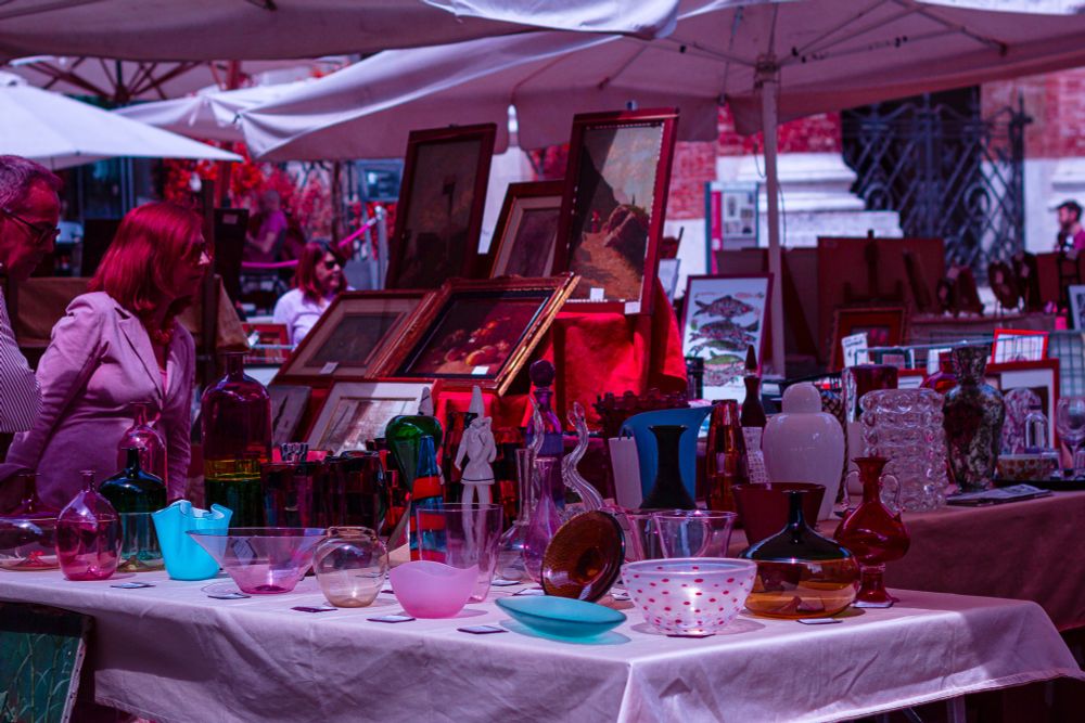 Infrared Photography shot in Vicenza, Italy. Antique market, second Sunday of the month.