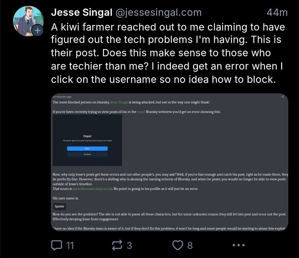 Jesse Singal promoting material from hate groups or proscribed terror groups (kiwifarms)