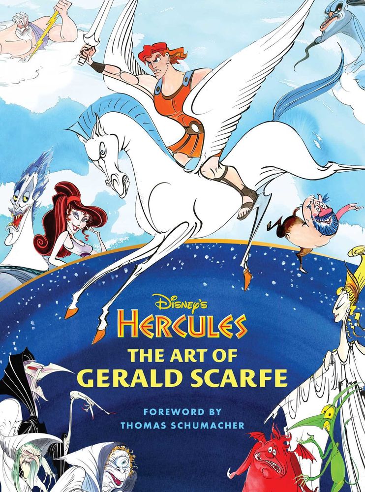 Disney's Hercules: The Art of Gerald Scarfe book cover featuring characters from the animated 1997 Disney movie Hercules