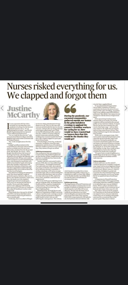Taking away sick leave from nurses with Long COVID is a disgrace.