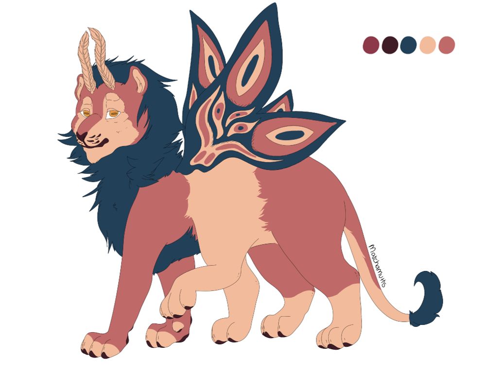 a six legged lion with moth wings and moth antenna 