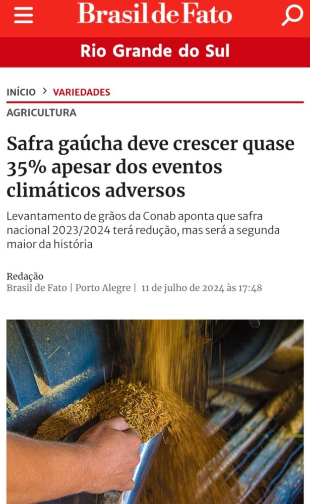 Agro Sacanagem: Safra gaúcha de Grãos é 35% maior, apesar dos eventos climáticos, mas Agronegócio quer perdão de dividas passadas