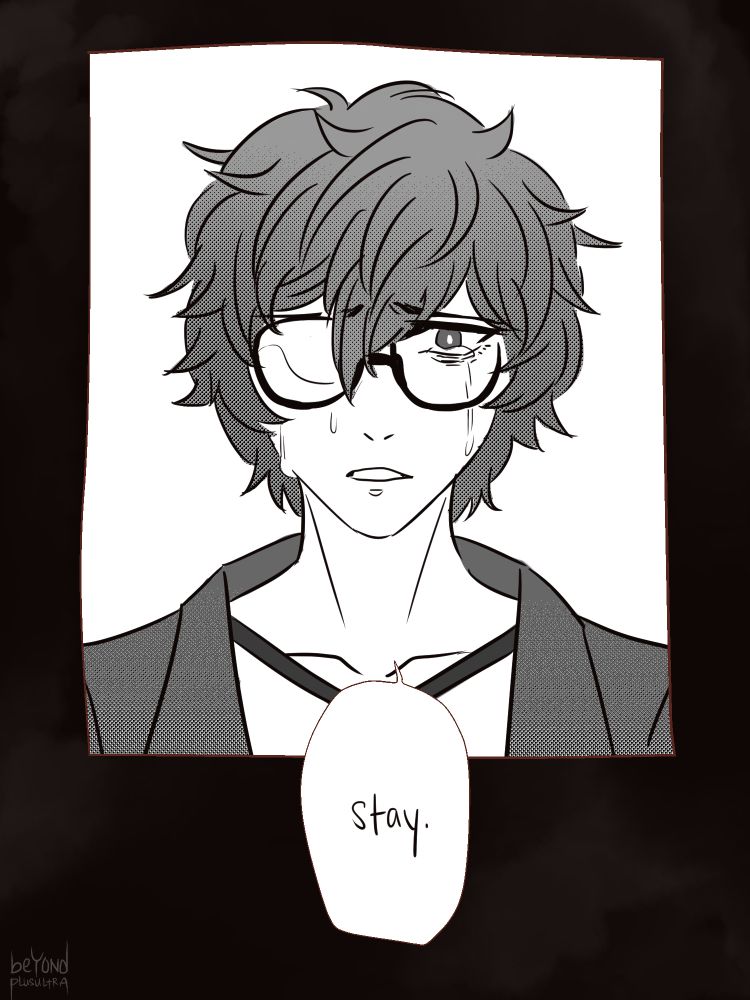 A shot of Akira's full face. He's crying.

Akira: "Stay."