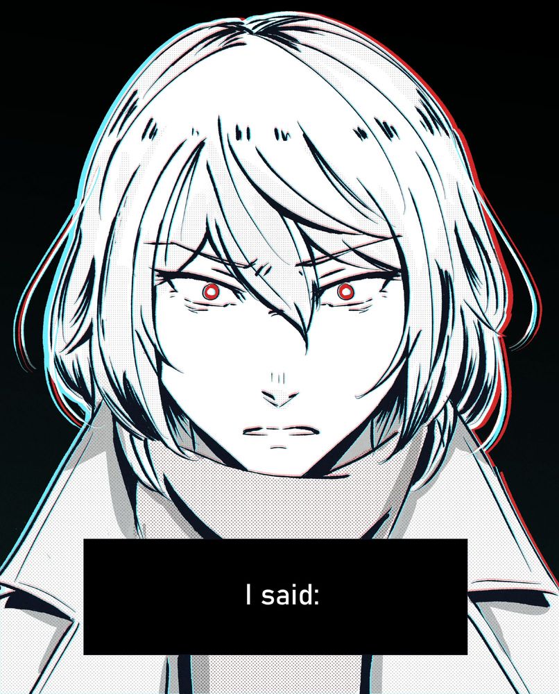 Page 3 of 7

A closeup of Akechi's face, full of contempt, disgust, and maybe a hint of fear. His outline jitters. His eyes are red. 

Dialogue: I said: