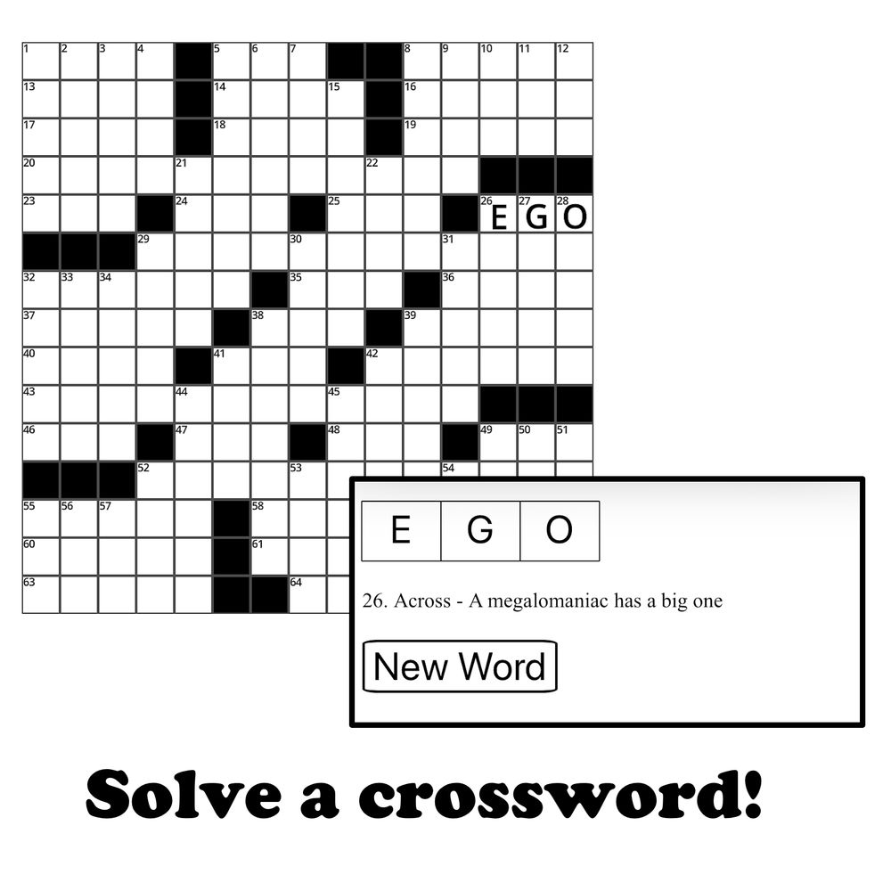 A screenshot showing a crossowrd and a controller for the game.