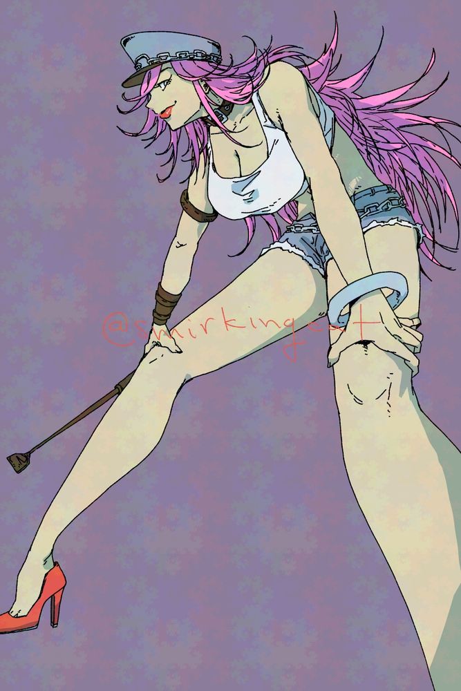 Fan art of Poison from the Final Fight series, featuring her long legs.