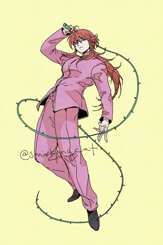 Fan art of Kurama from Yu Yu Hakusho, in human form with the rose whip around him.