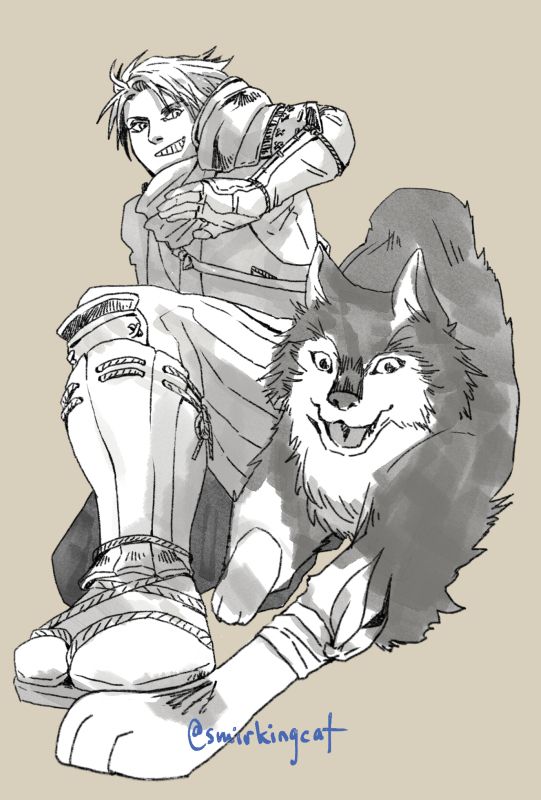 Fan art of Galford with his trusty dog by his side.